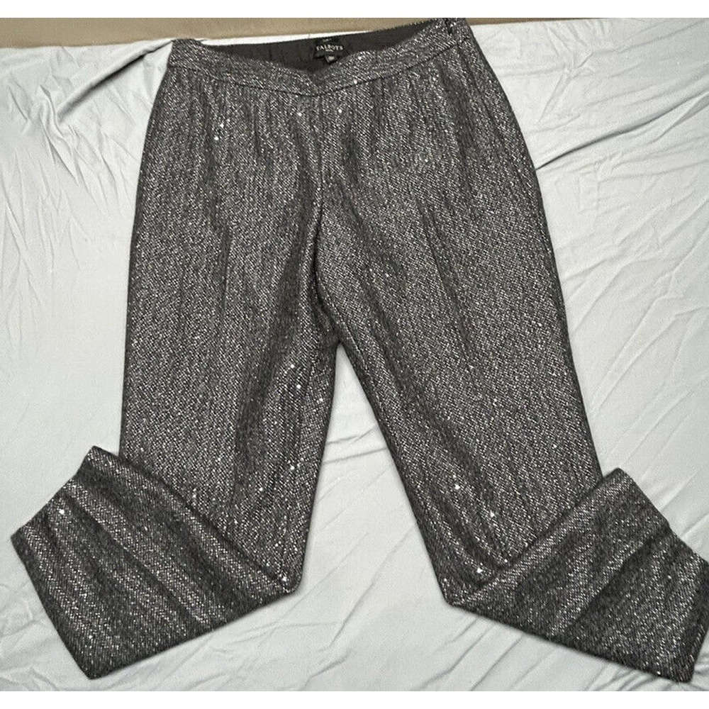 Talbots Sequin Dress Pants Black Marled Wool Blend Lined Trousers Women 6P NWT